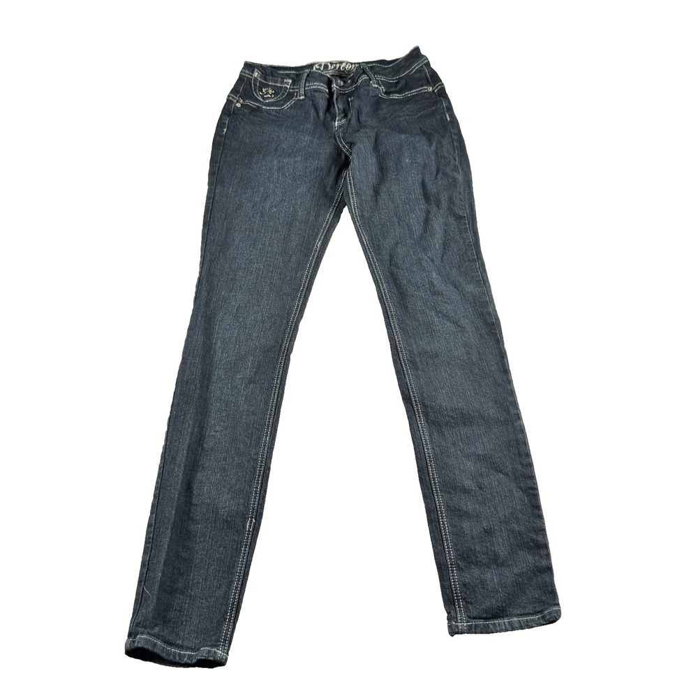 Dereon Jeans Womens 7/8 (29x32) Blue Skinny Rhinestone Embellished Pockets Pants